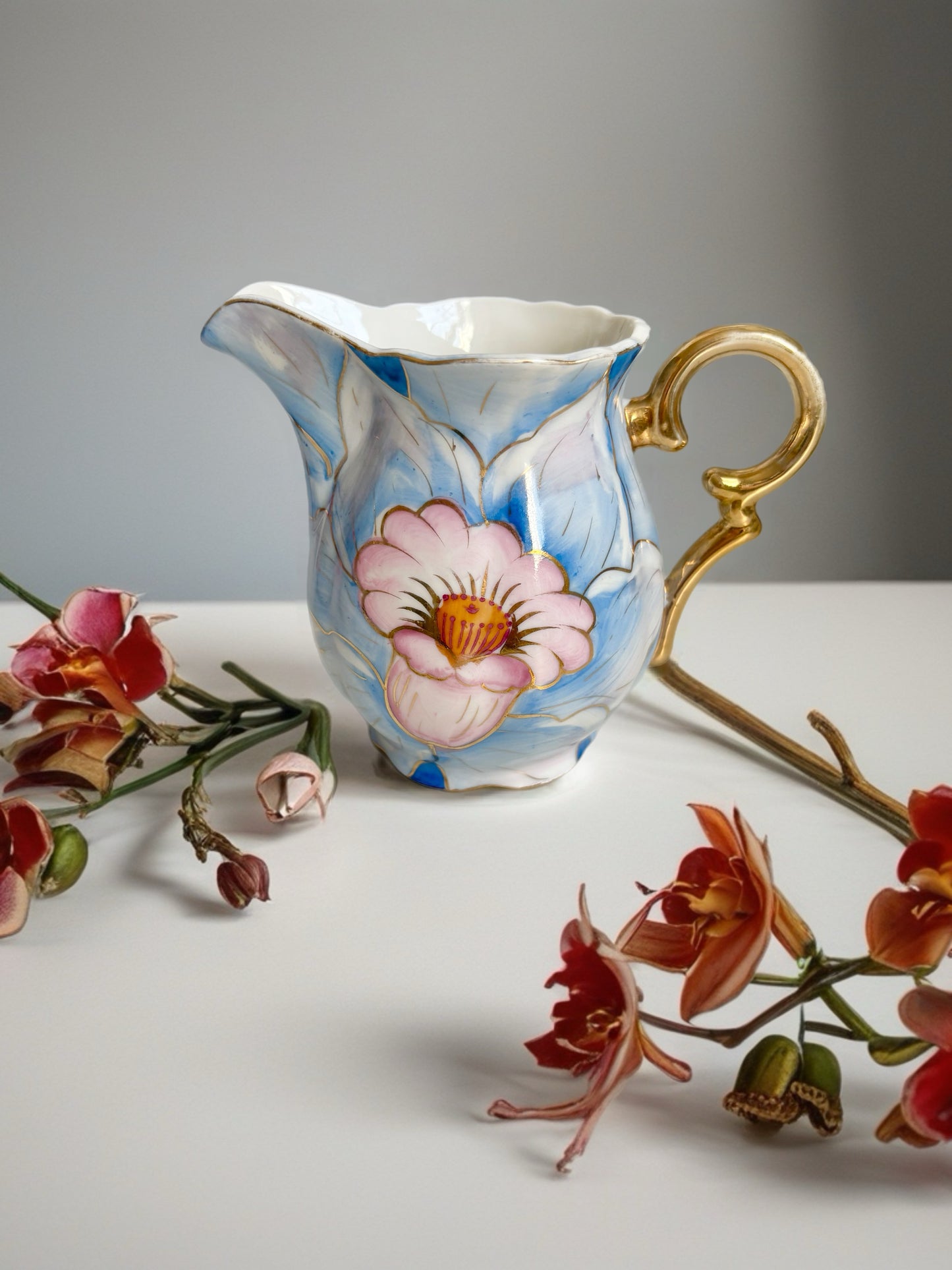 Art Nouveau Antique Hand Painted Tea Set For Two