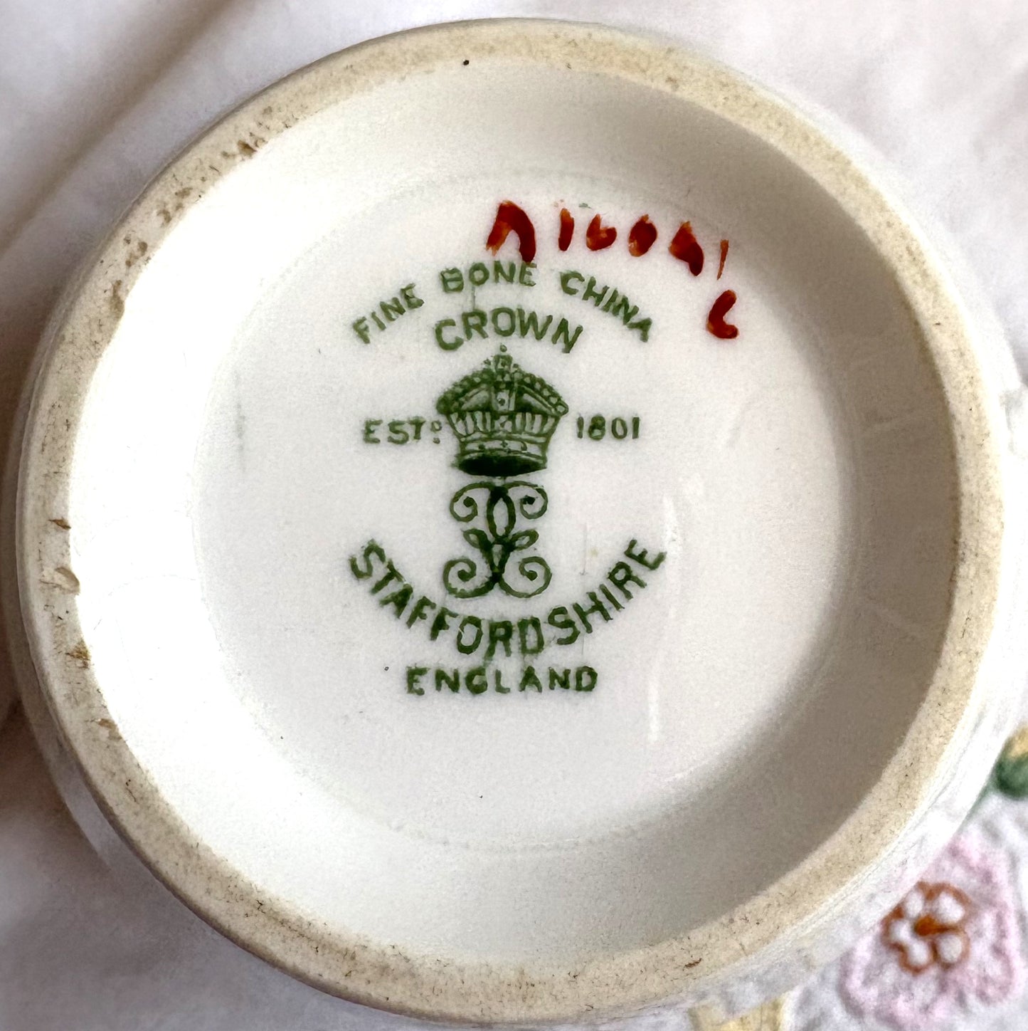 Vintage Crown Staffordshire Teacup, Saucer and Tea Plate Trio