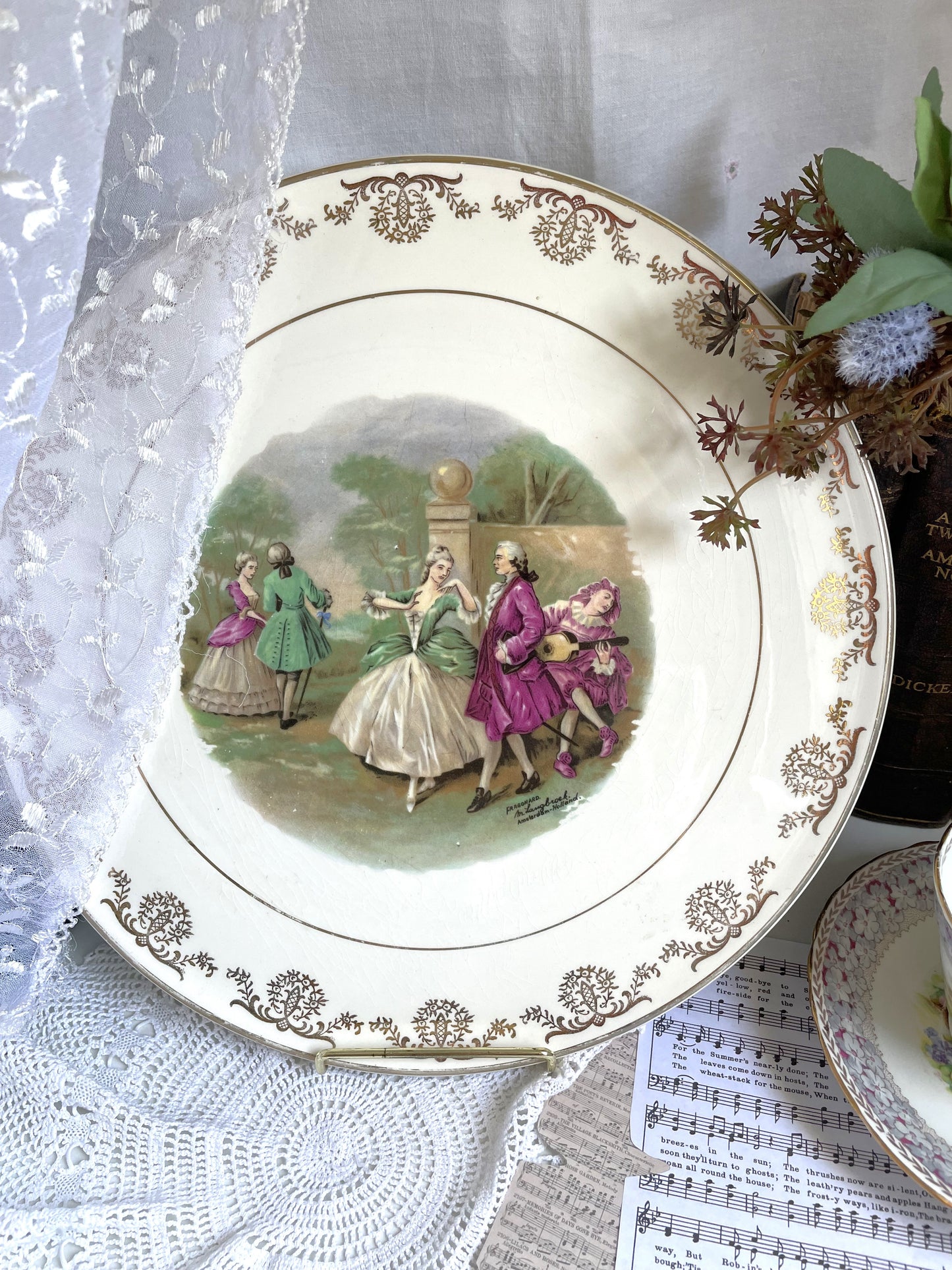 Fragonard Style Vintage Decorative Plate