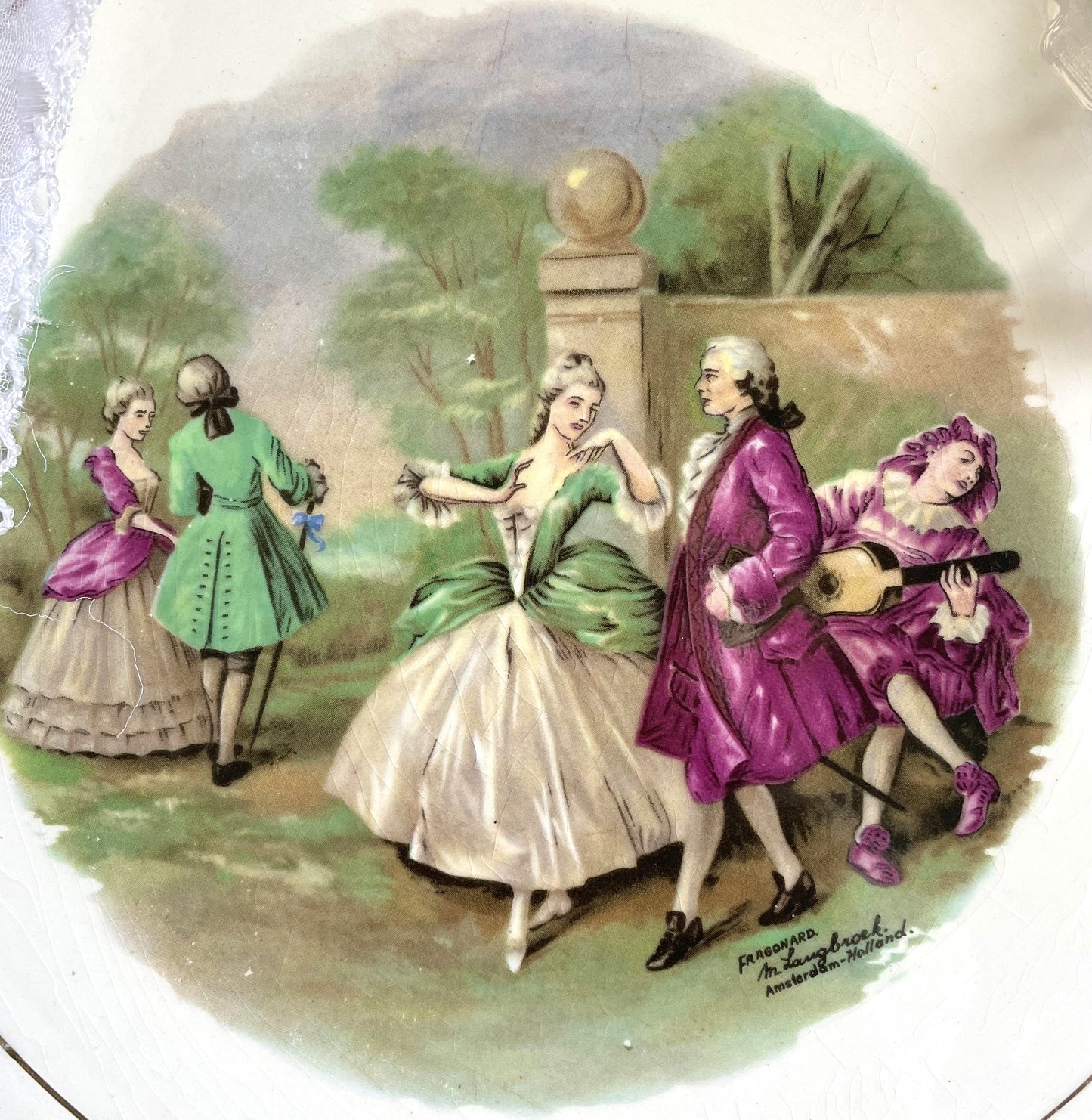 Fragonard Style Vintage Decorative Plate