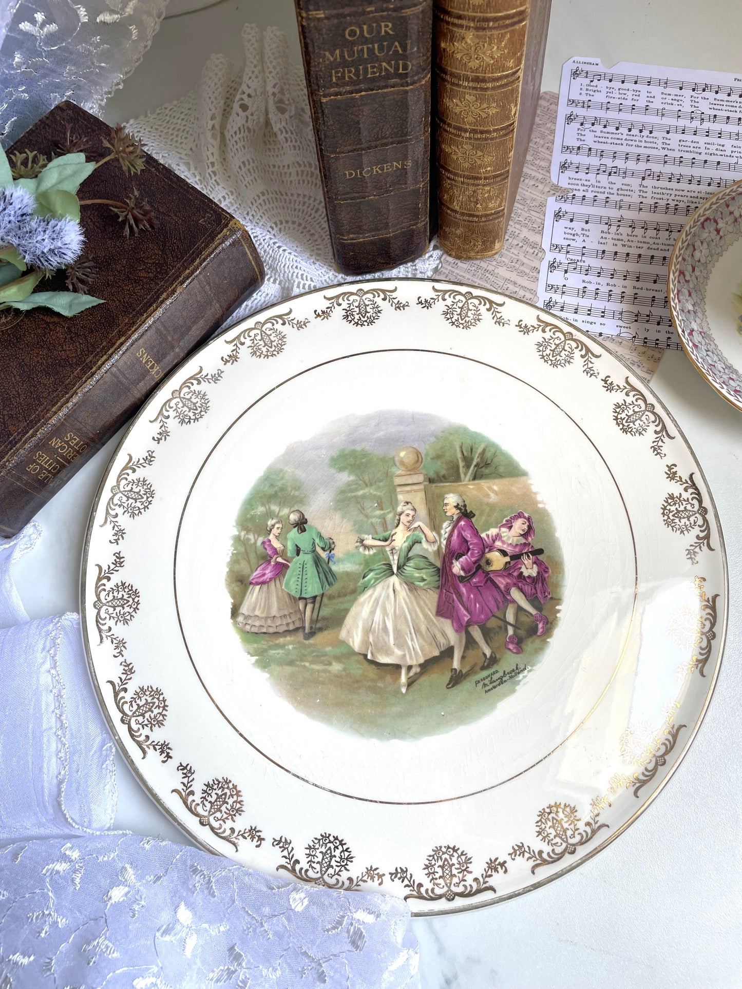 Fragonard Style Vintage Decorative Plate