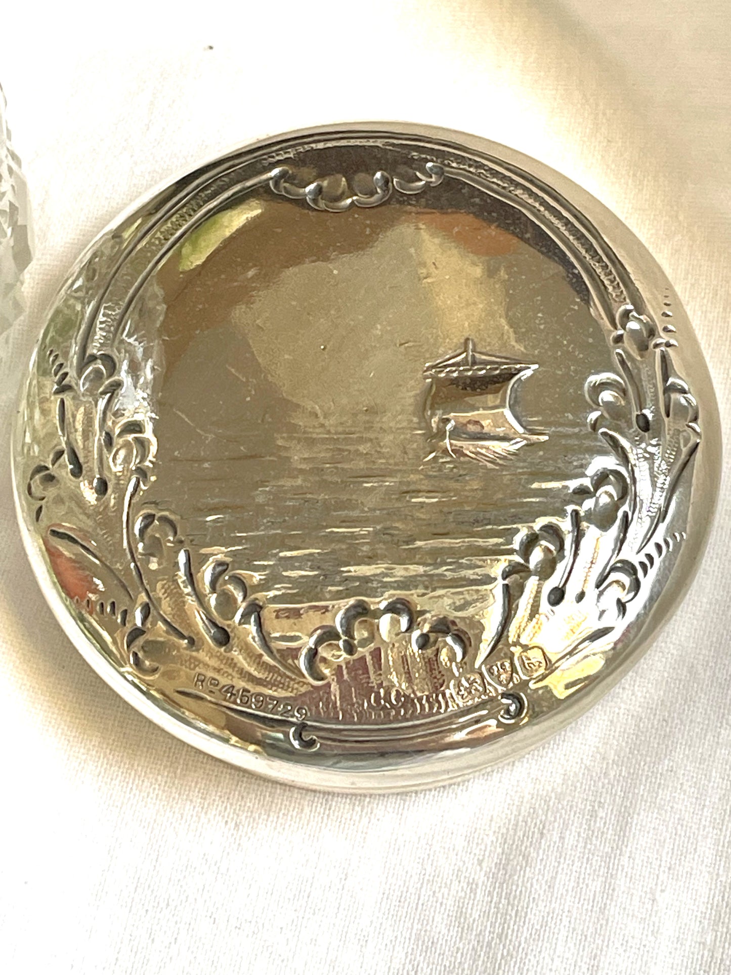 English Antique Silver and Cut Glass Pot
