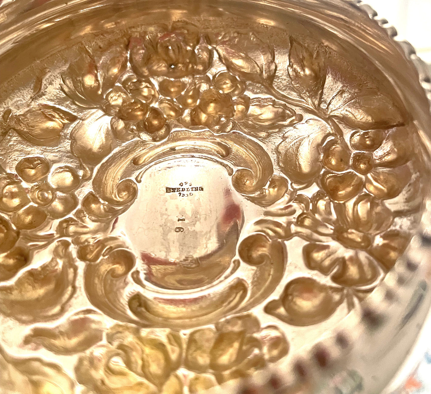 Antique Sterling Silver Lidded Cut Glass Pot