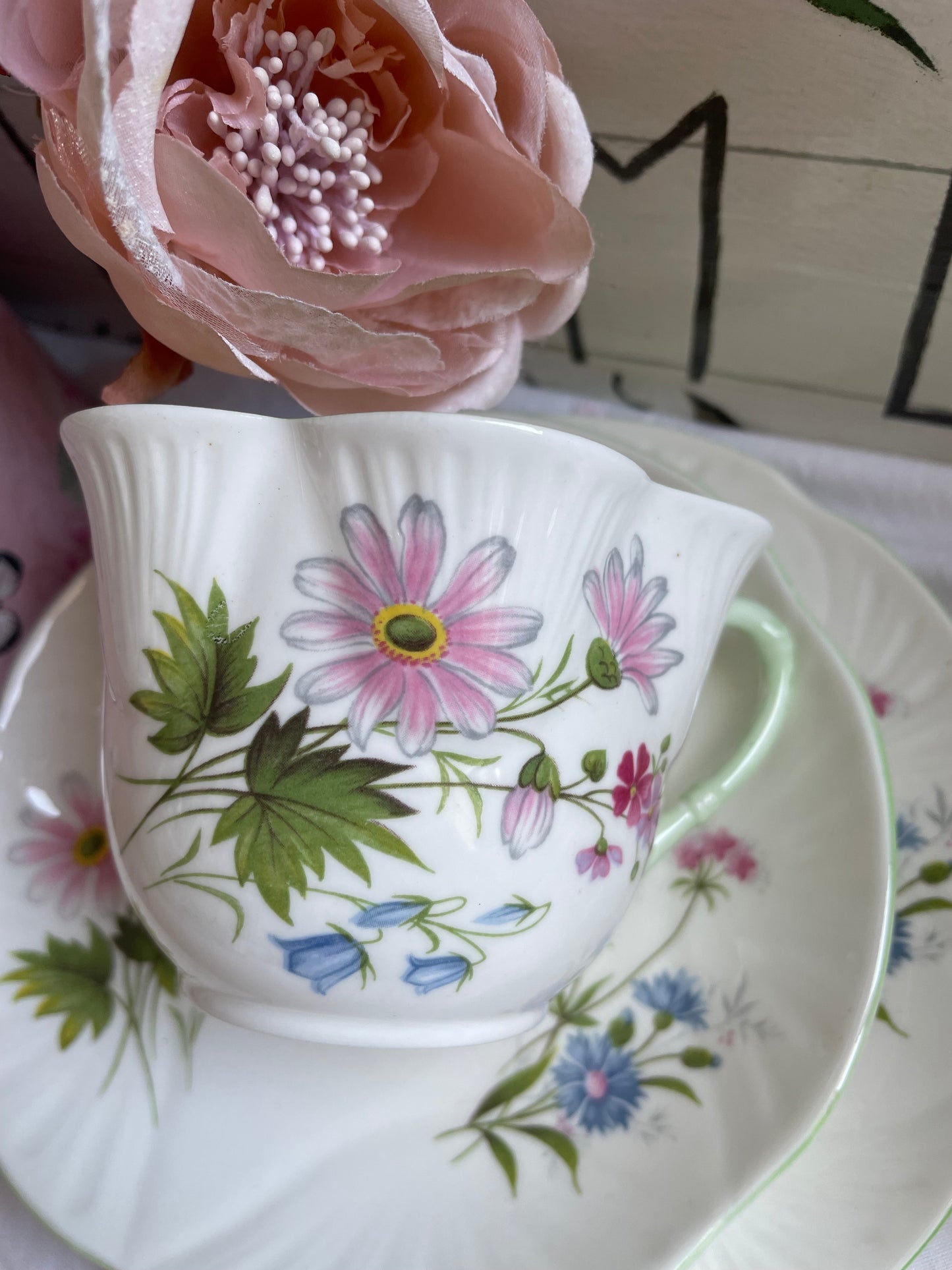 Vintage Dainty Wild Flowers Teacup, Saucer and Tea Plate Trio