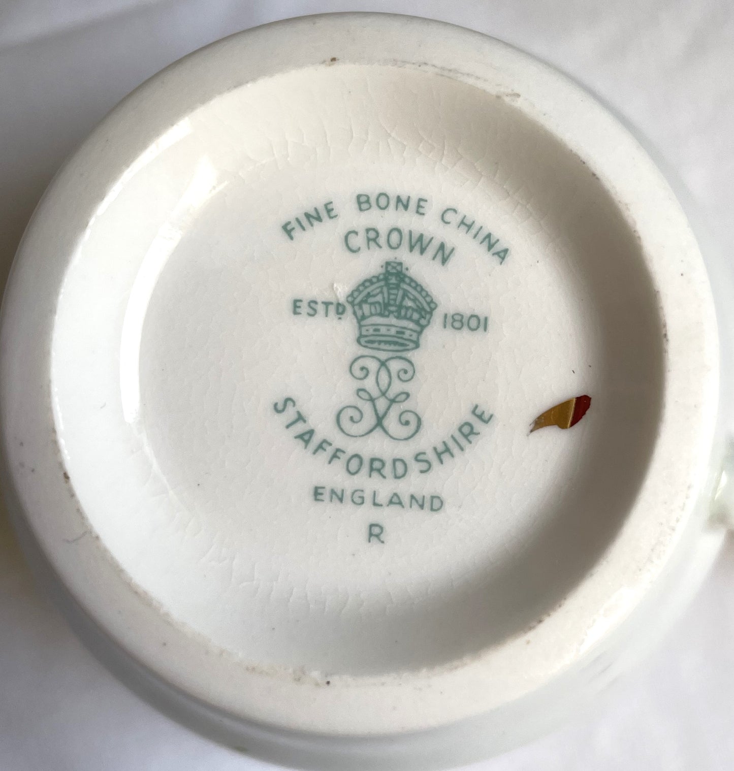 Vintage Crown Staffordshire Duck Egg Blue Teacup and Saucer Duo