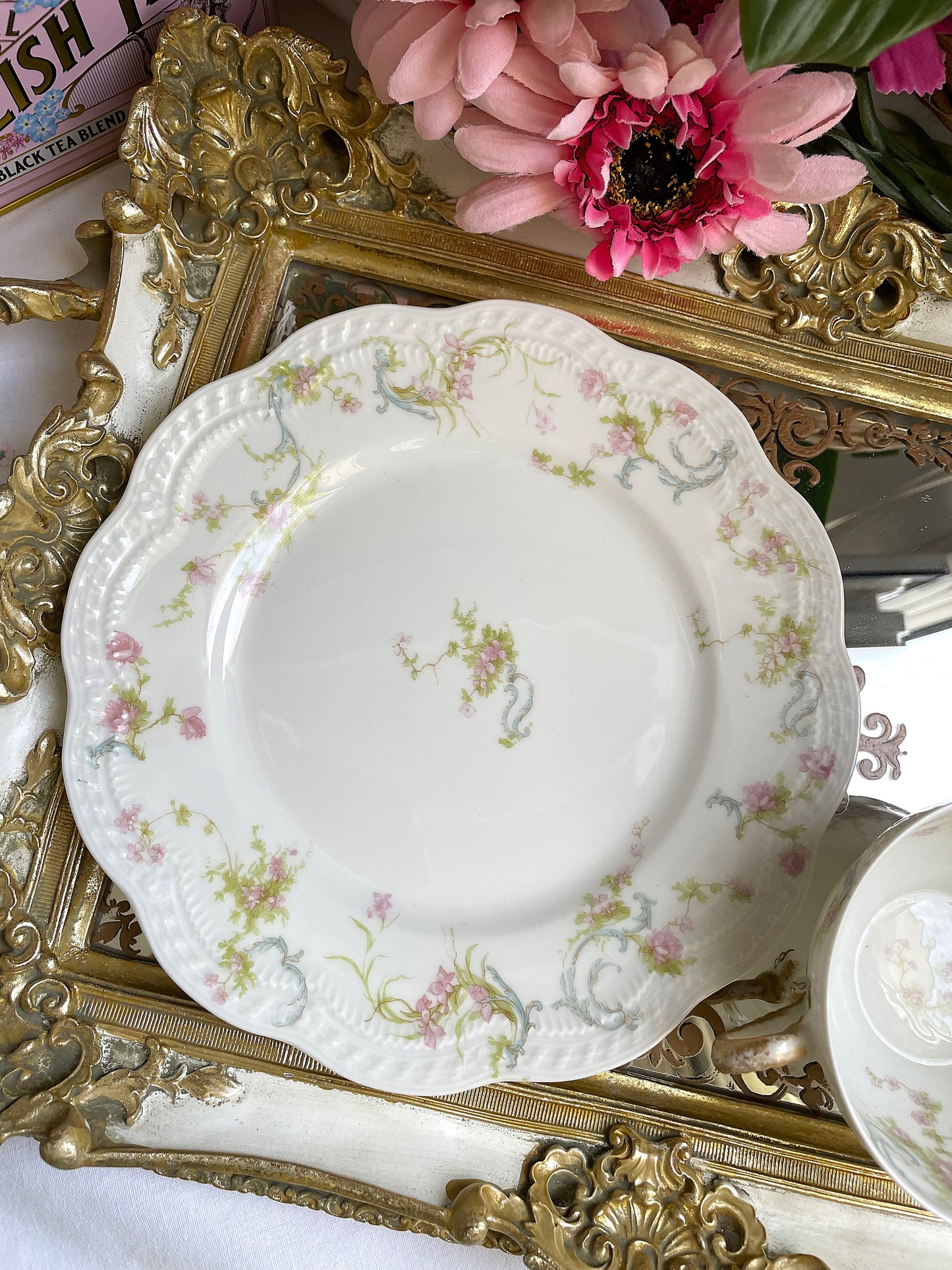 Antique 'The Princess' Haviland Limoges Teacup, Saucer and Tea Plate Trio