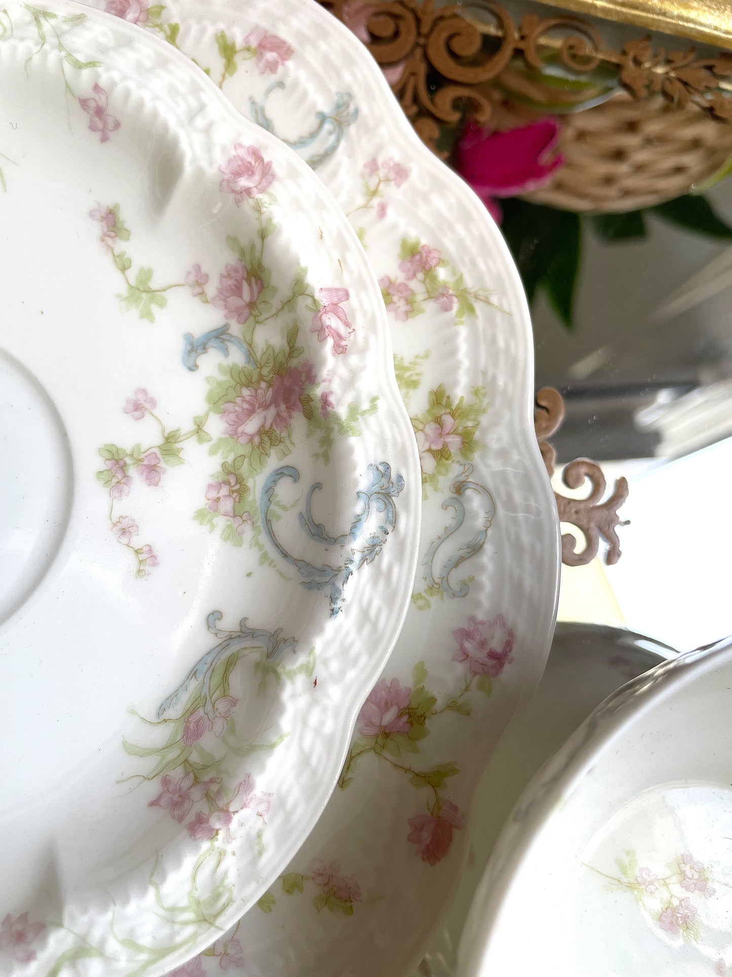 Antique 'The Princess' Haviland Limoges Teacup, Saucer and Tea Plate Trio