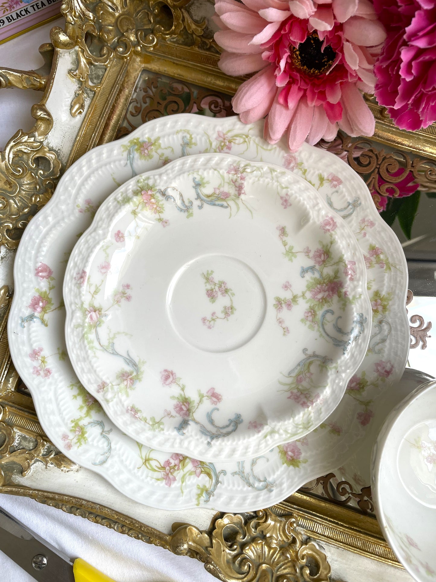 Antique 'The Princess' Haviland Limoges Teacup, Saucer and Tea Plate Trio