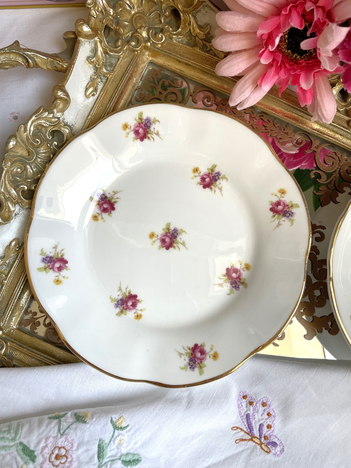 Vintage Lubern 22KT Gold Teacup, Saucer & Tea Plate Trio