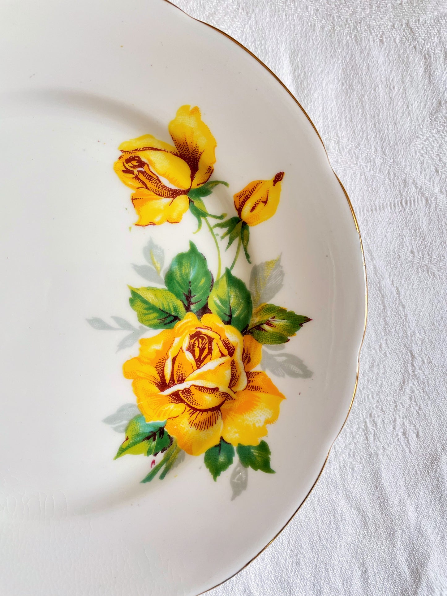 Set of Seven Vintage Royal Stafford Yellow Roses Plates