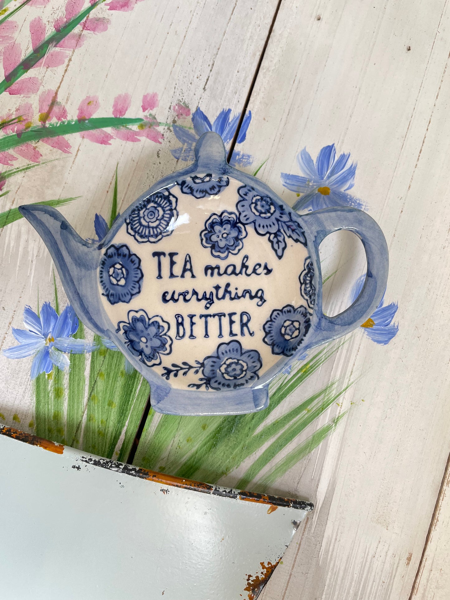 Blue Floral Teabag Holder