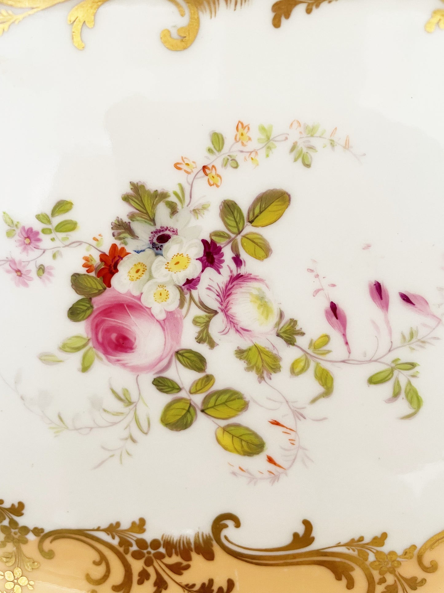 Antique Victorian Hand Painted Oval Compote