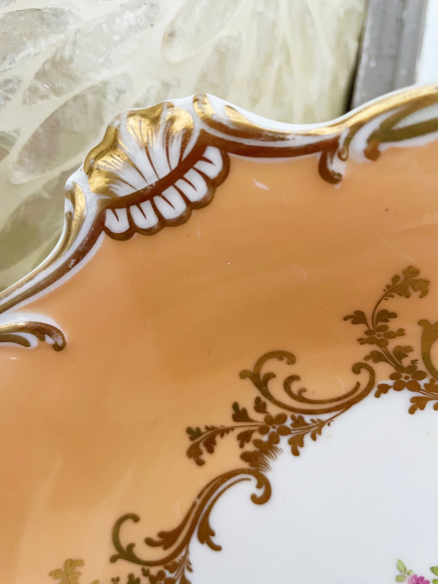 Antique Victorian Hand Painted Oval Compote