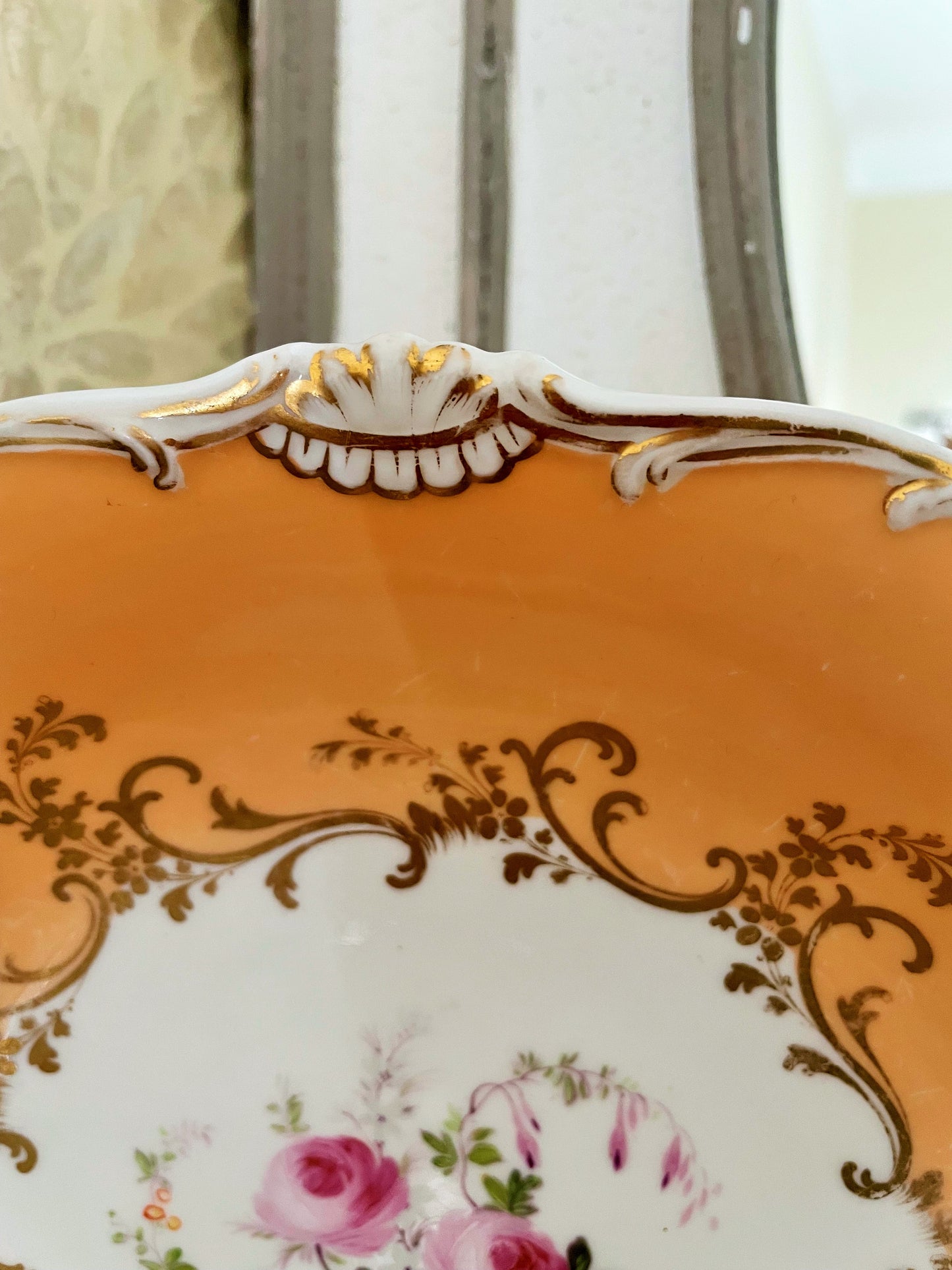 Antique Victorian Hand Painted Circular Compote Plate