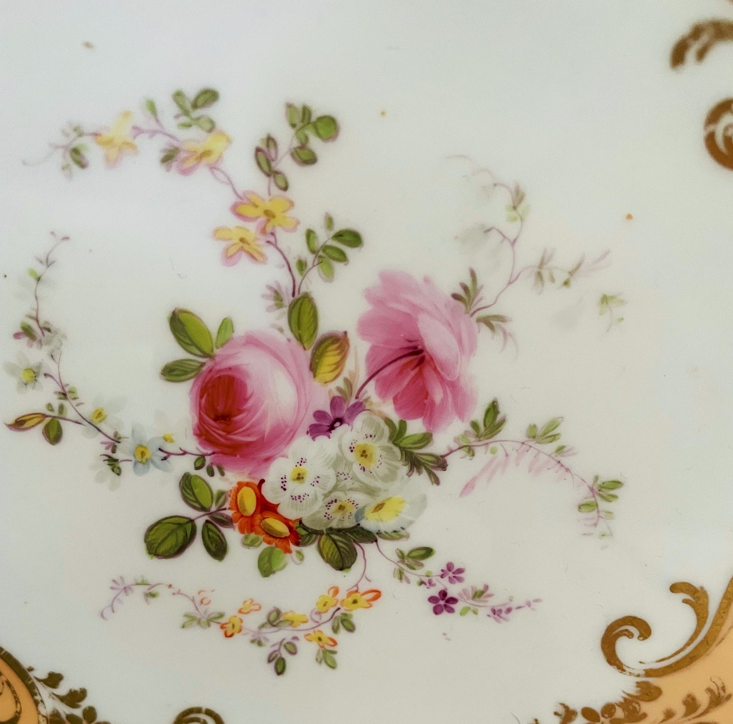 Antique Victorian Hand Painted Circular Compote Plate
