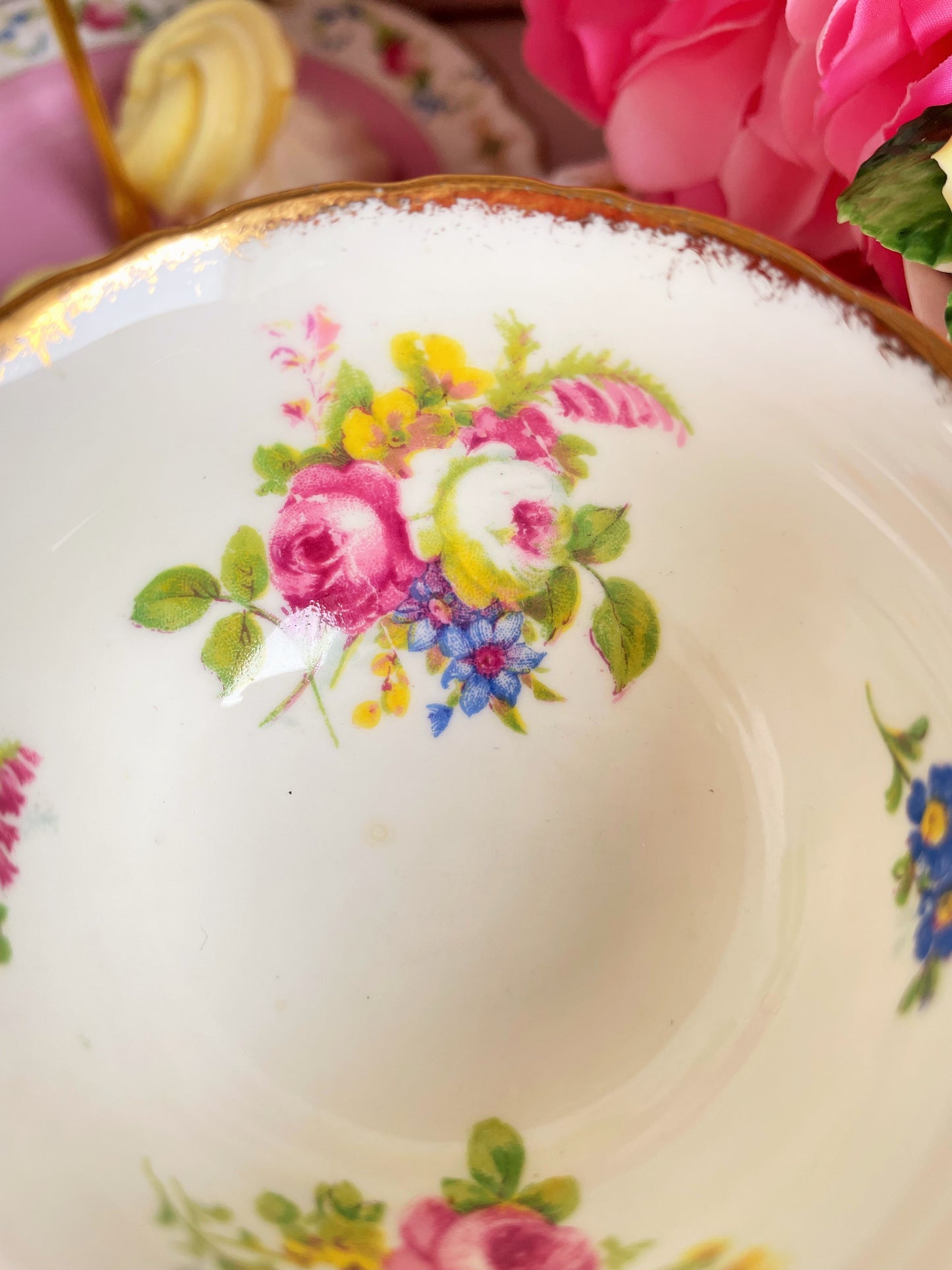 Vintage Foley China Demitasse Teacup and Saucer Duo