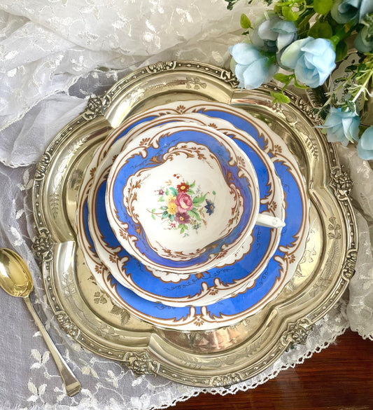 Vintage Plant Tuscan China Teacup, Saucer and Tea Plate Trio