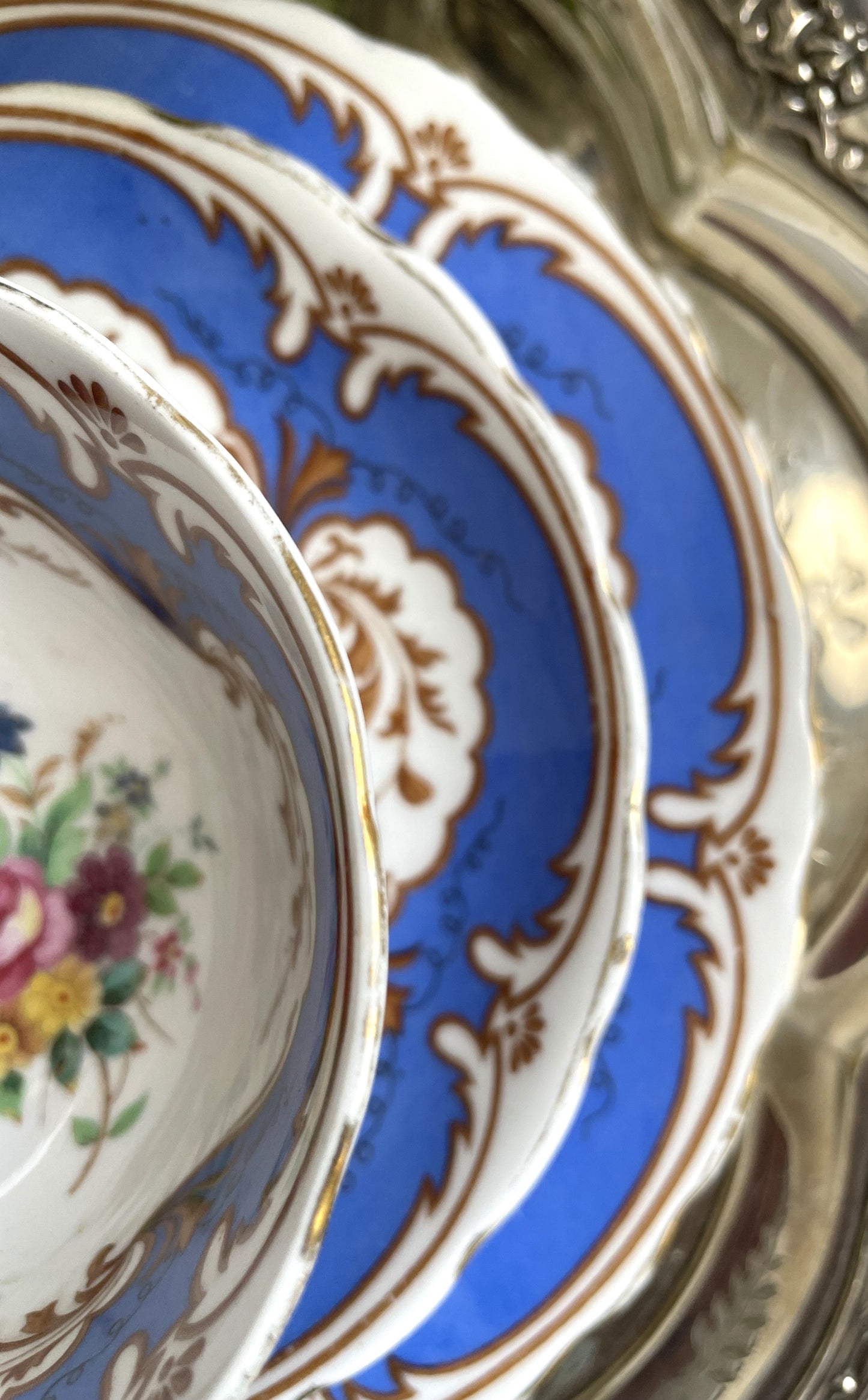 Vintage Plant Tuscan China Teacup, Saucer and Tea Plate Trio