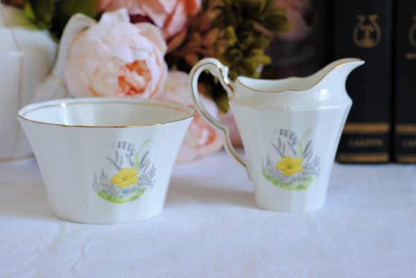 Hand Painted Adderley Sugar Bowl and Milk Jug Set