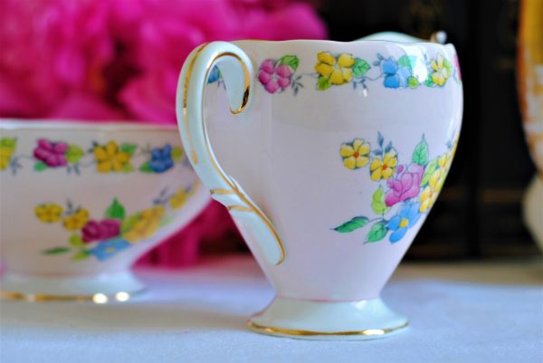 Pink Foley Milk Jug and Sugar Bowl Set
