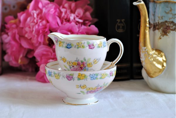 Pink Foley Milk Jug and Sugar Bowl Set