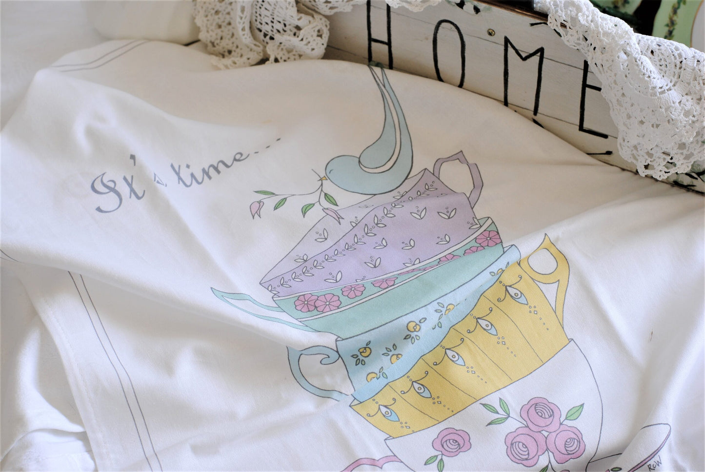 Made in UK 'It's Time For Tea' Cotton Tea Towel