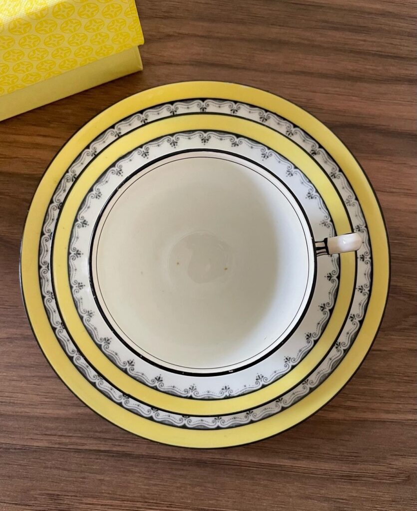 Star China Art Deco Hand Painted Teacup, Saucer and Tea Plate Trio