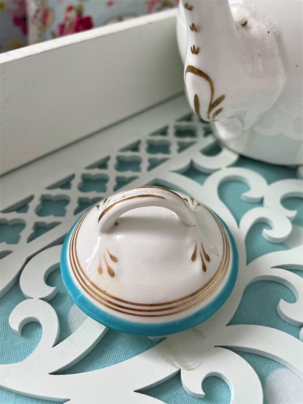 Rare Turquoise Victorian Teapot For One