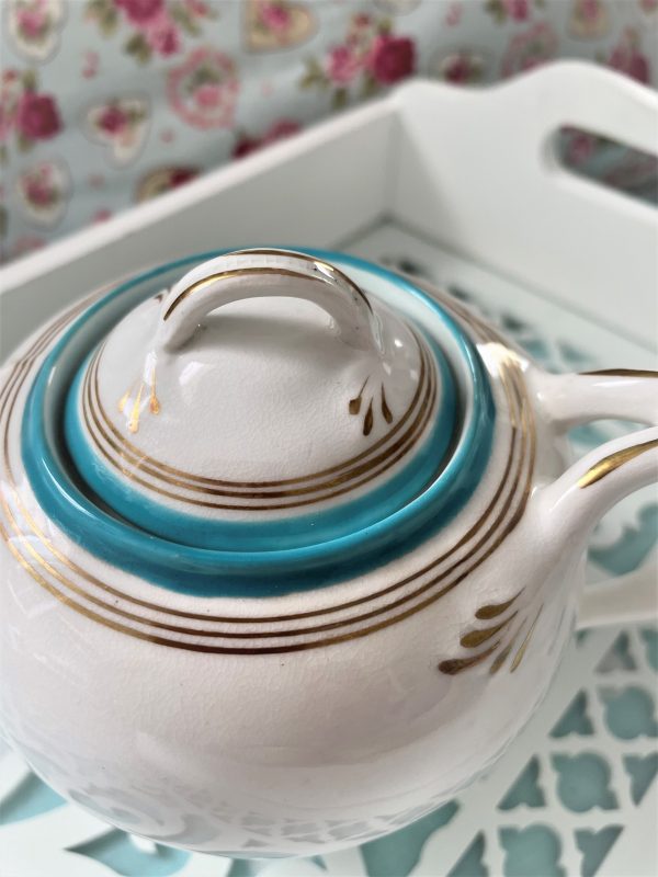 Rare Turquoise Victorian Teapot For One