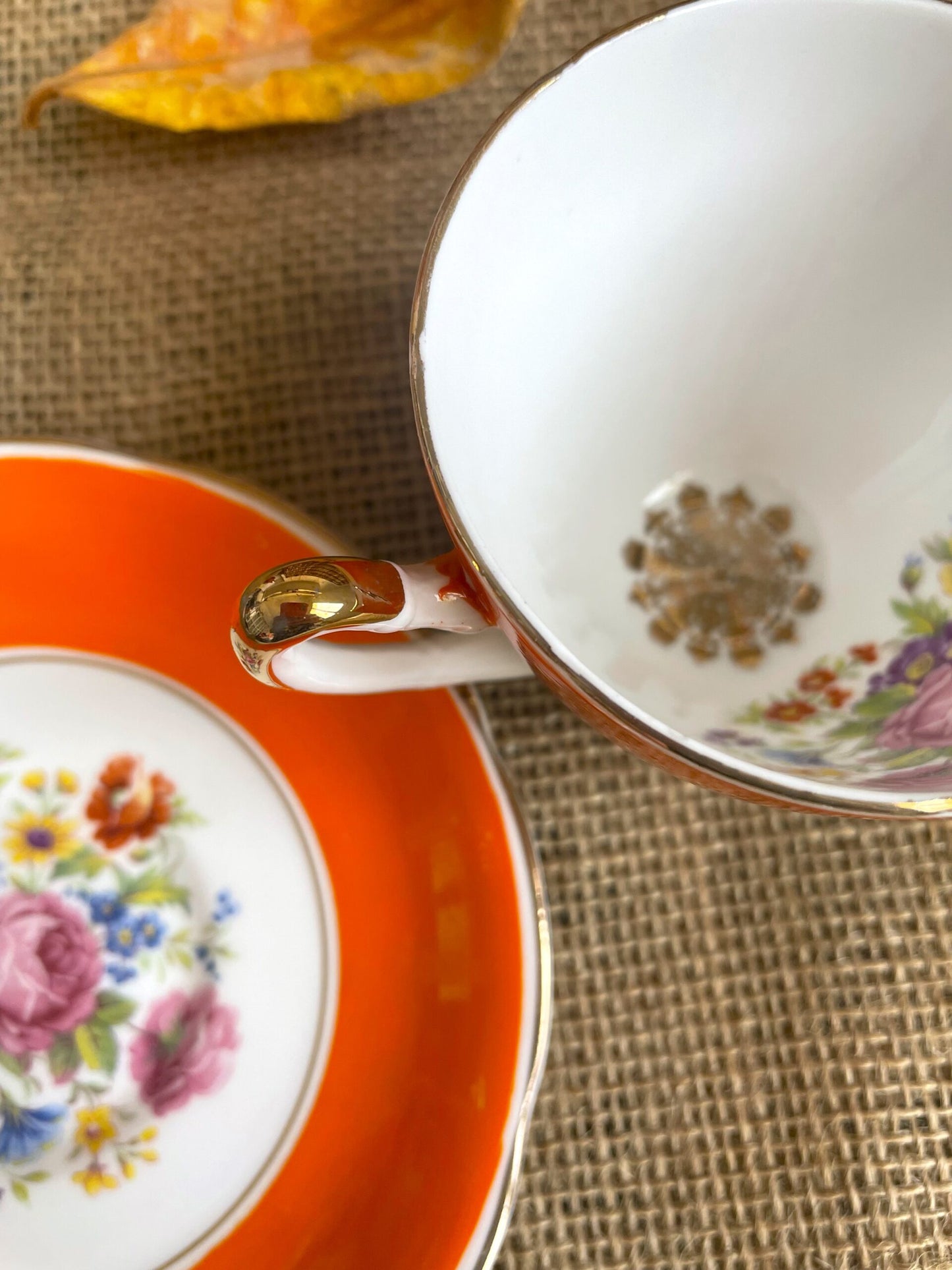 Imperial 22KT Gold Teacup and Saucer Duo
