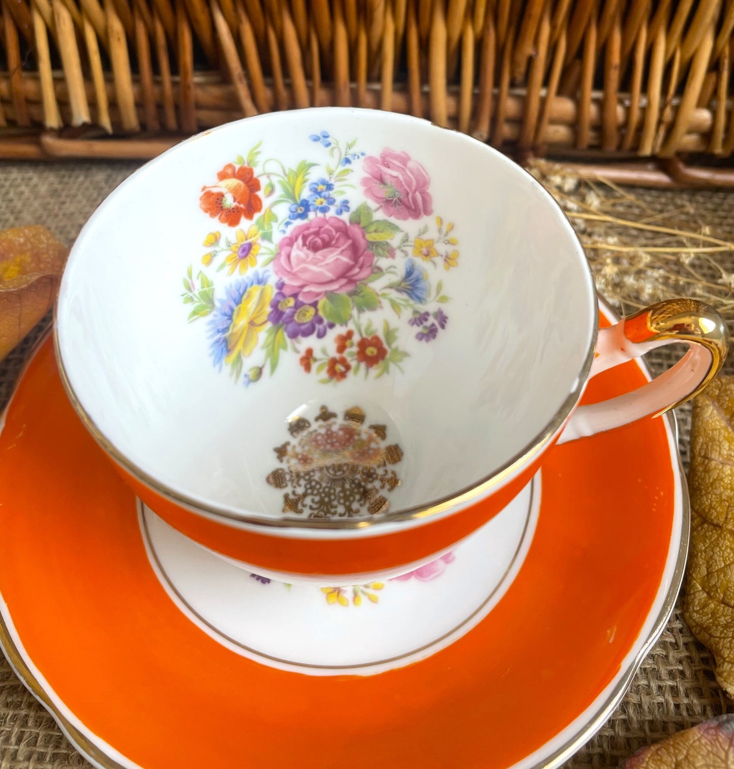 Imperial 22KT Gold Teacup and Saucer Duo