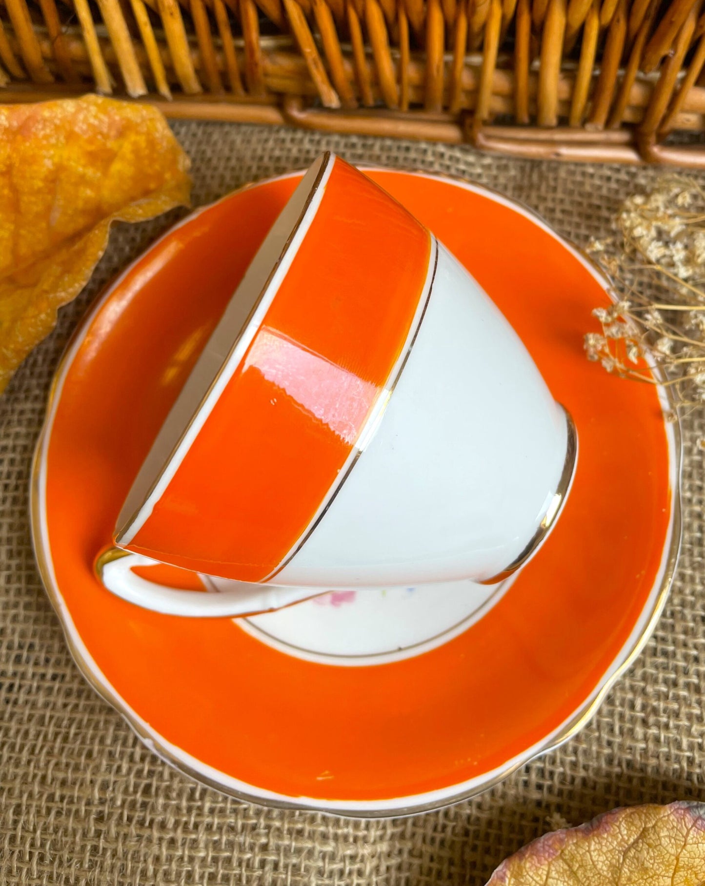 Imperial 22KT Gold Teacup and Saucer Duo