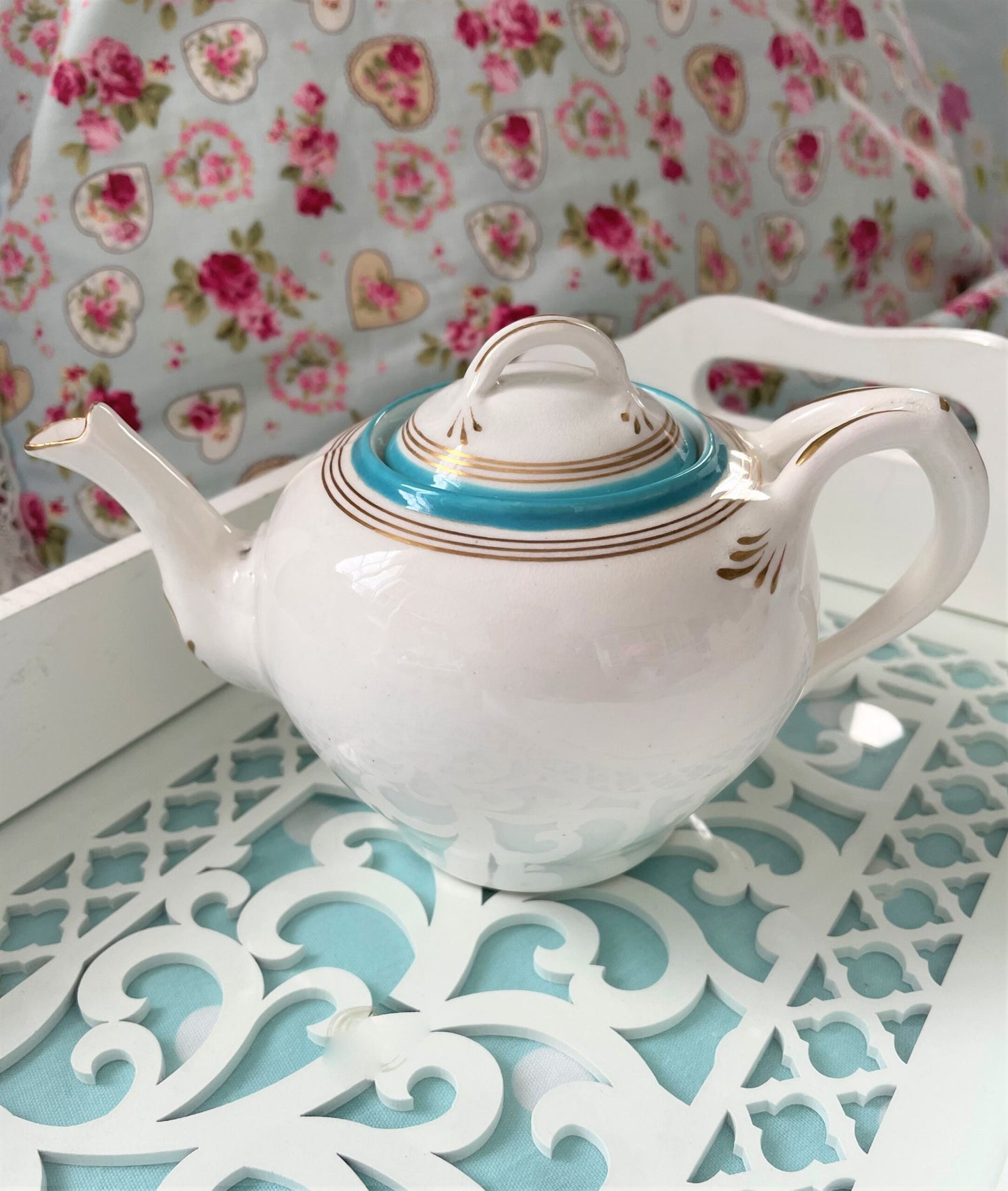 Rare Turquoise Victorian Teapot For One