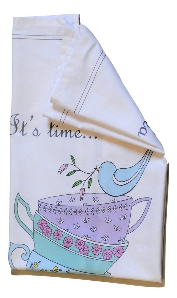 Made in UK 'It's Time For Tea' Cotton Tea Towel