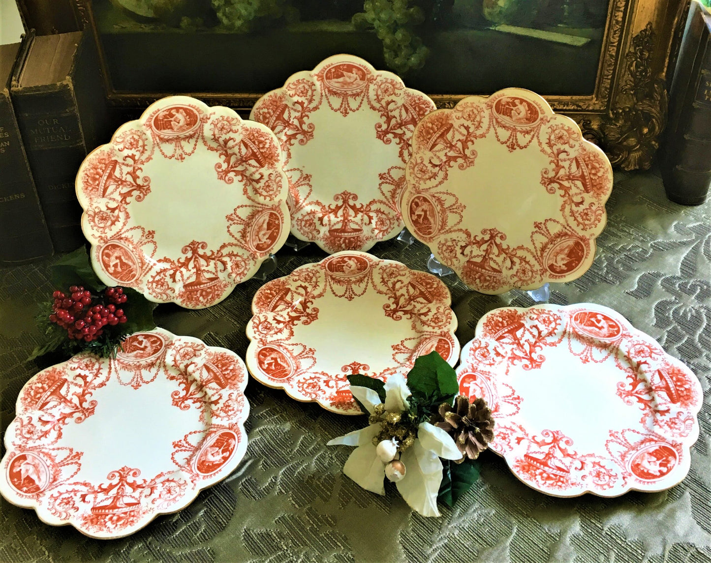 Set of Antique Wileman Cameo Side Plates