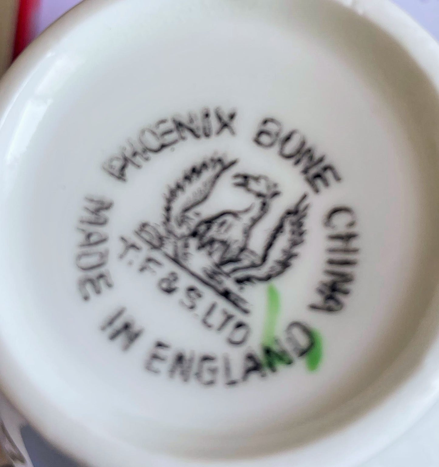 Hand Painted Phoenix Teacup and Saucer Duo