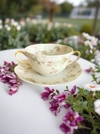 Antique French Princess Hot Chocolate Cup and Saucer