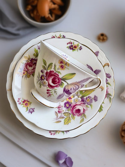Vintage Tuscan China Teacup, Saucer and Tea Plate Trio
