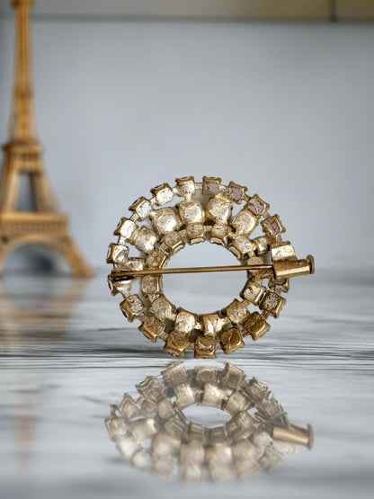 Classic Vintage French Circular Rhinestone Brooch