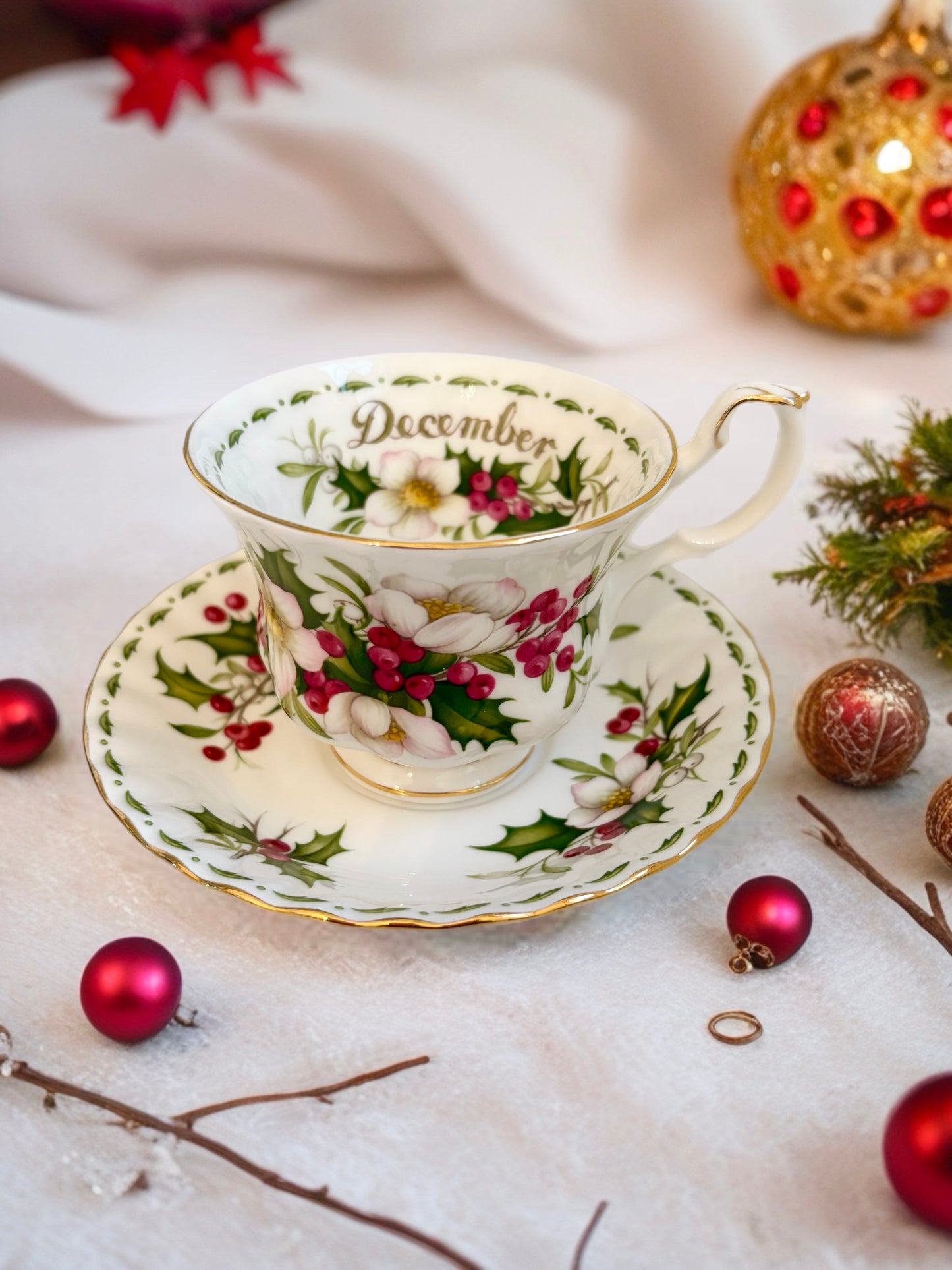December Royal Albert Flower of the Month Teacup and Saucer