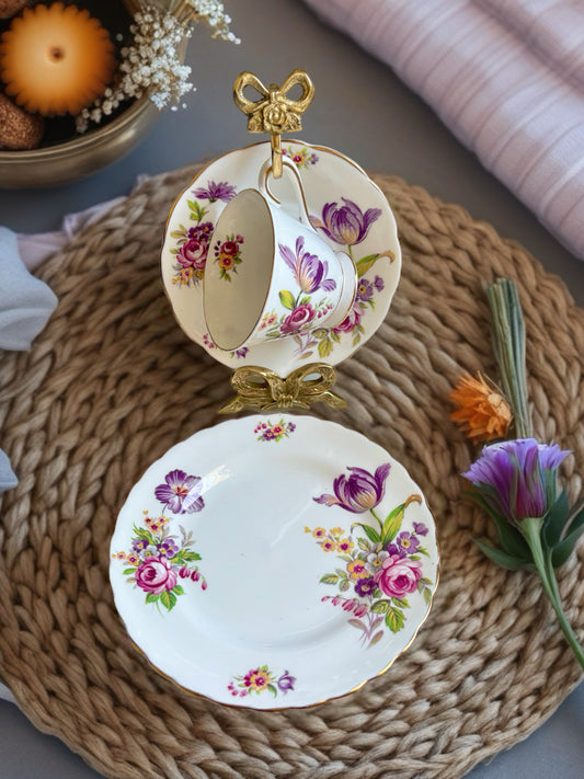 Vintage Tuscan China Teacup, Saucer and Tea Plate Trio