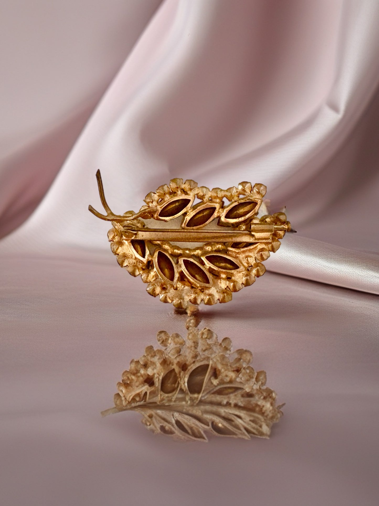 Vintage French Brown Rhinestone Brooch