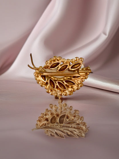 Vintage French Brown Rhinestone Brooch