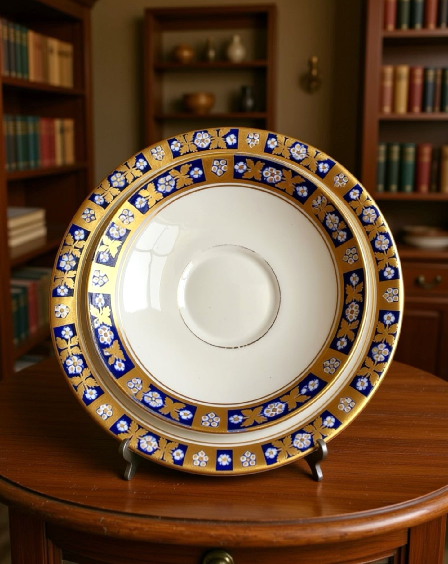 Antique Diamond China Teacup, Saucer and Tea Plate Trio