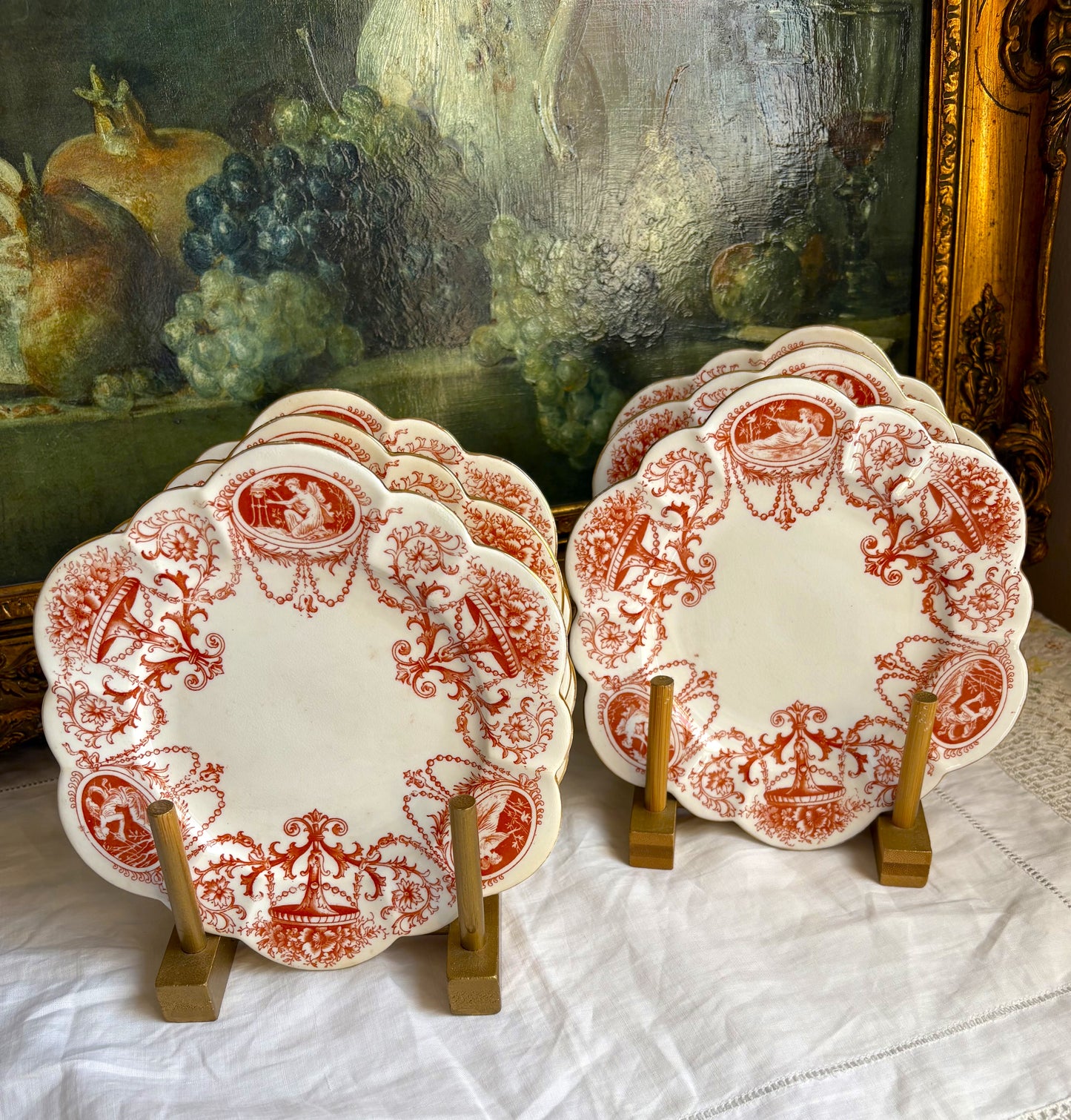 Antique Wileman Snowdrop Cameo Side Plates