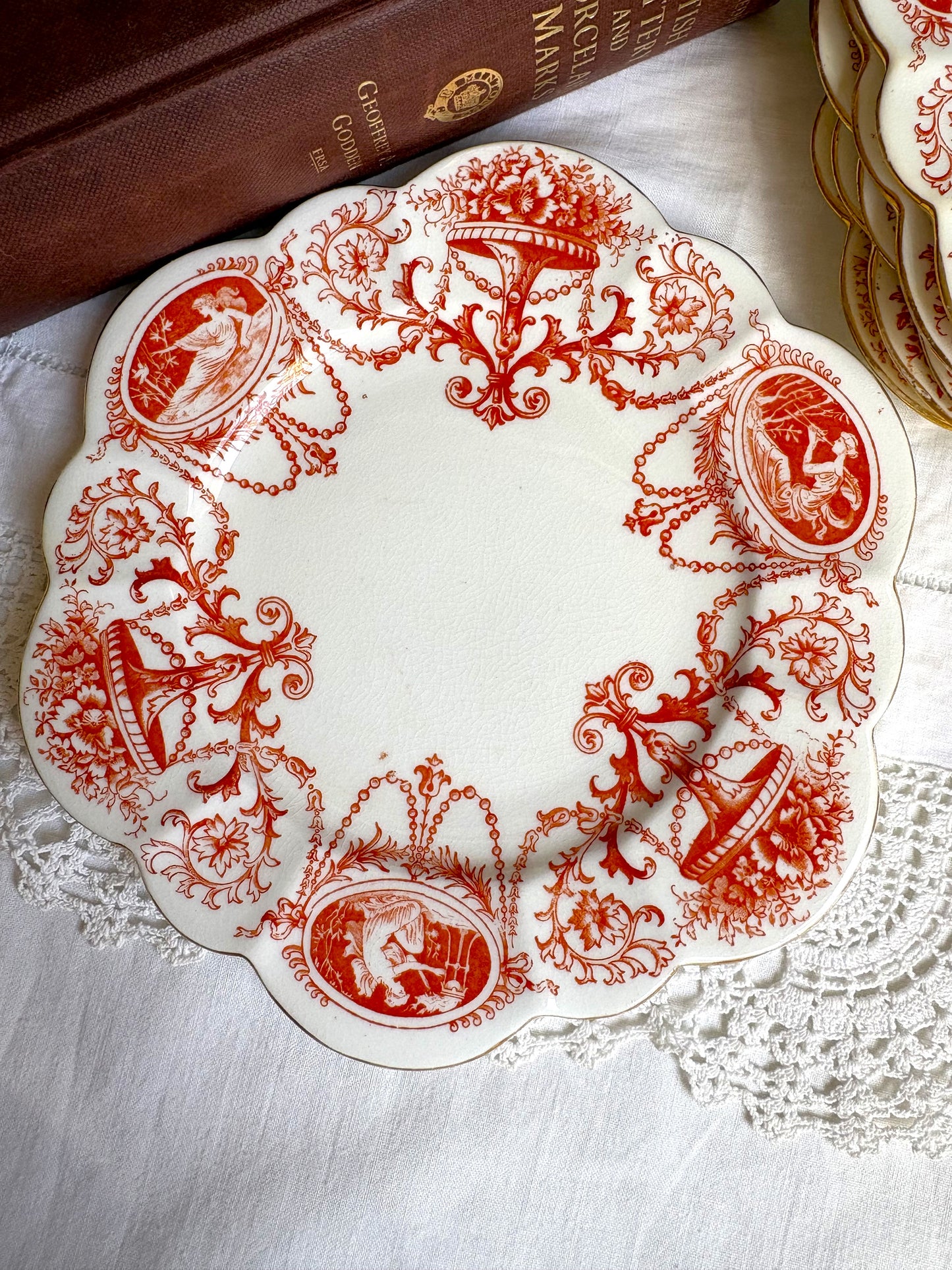 Antique Wileman Snowdrop Cameo Side Plates