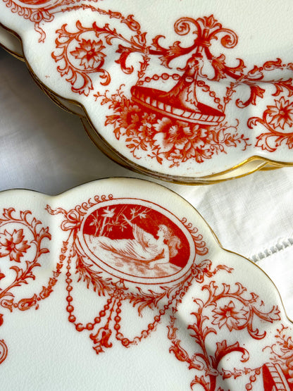 Antique Wileman Snowdrop Cameo Side Plates
