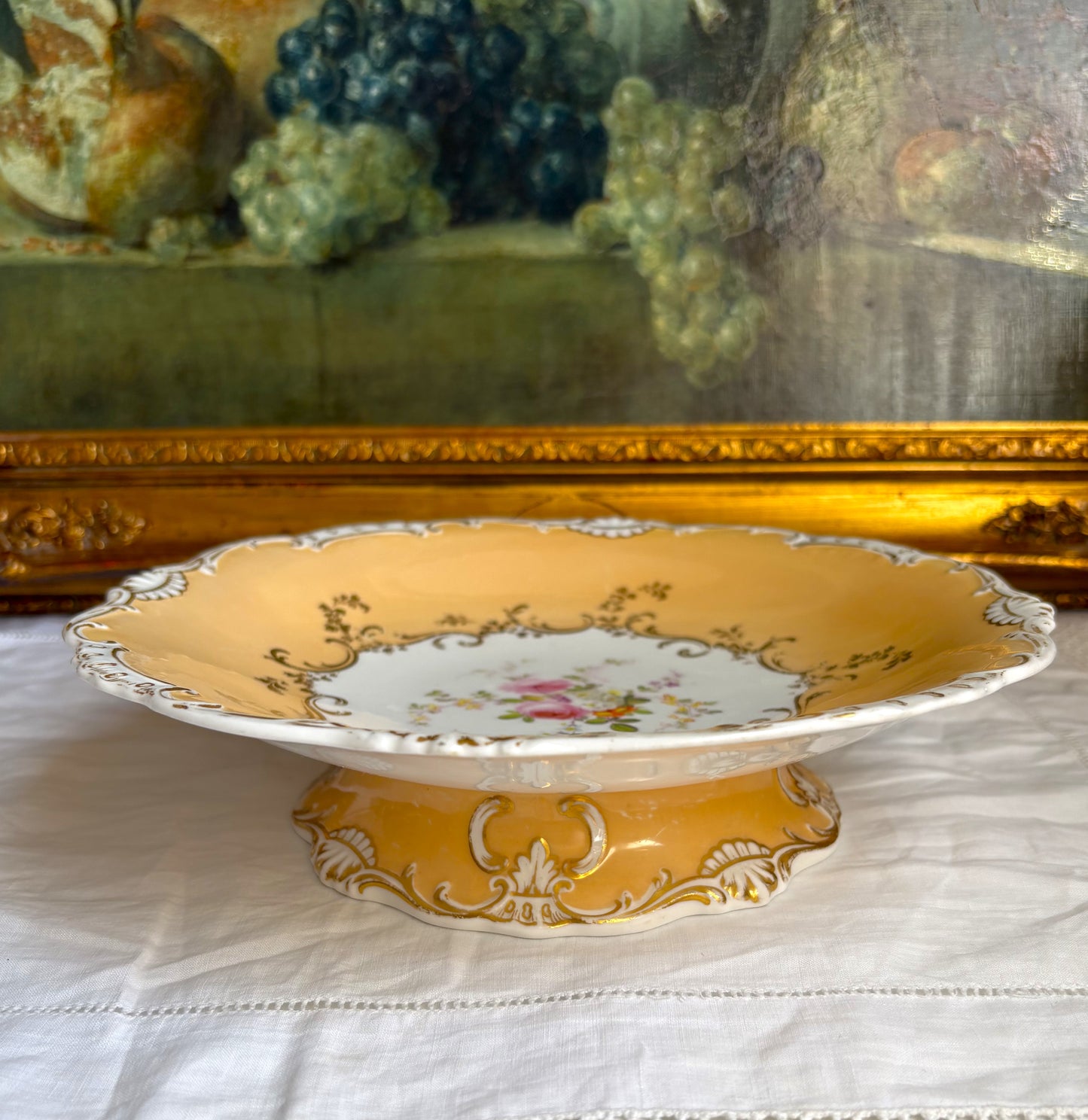 Antique Victorian Hand Painted Circular Comport Plate