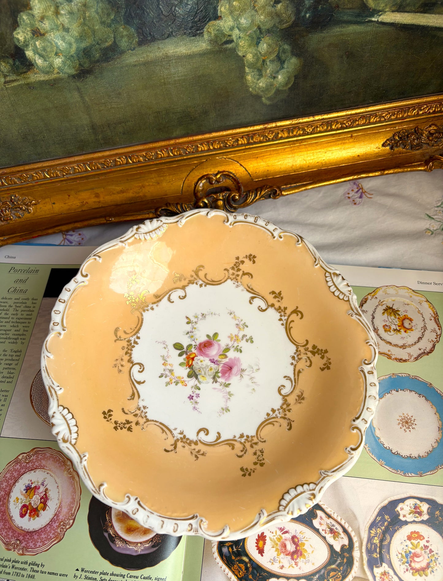 Antique Victorian Hand Painted Circular Comport Plate