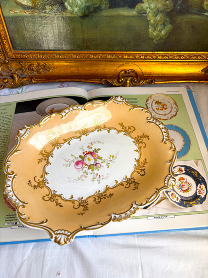 Antique Victorian Hand Painted Oval Compote Plate
